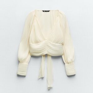 Zara Cream Pleated Blouse